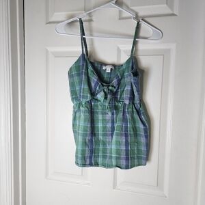 Free‎ Assemply Green Plaid Crop Women's Top S